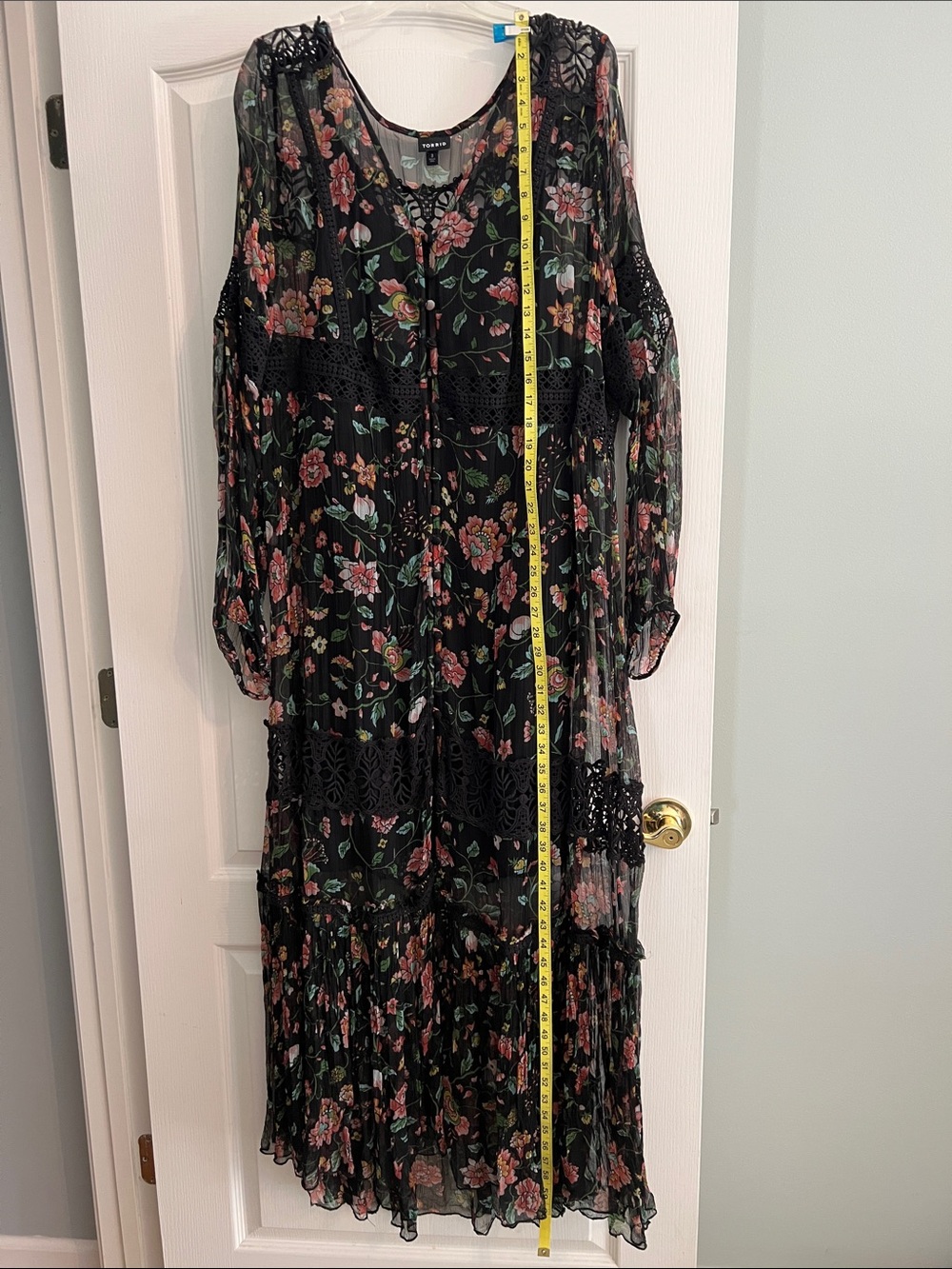 Torrid Black Floral Lace-Trim Maxi Dress size 3- 22/24